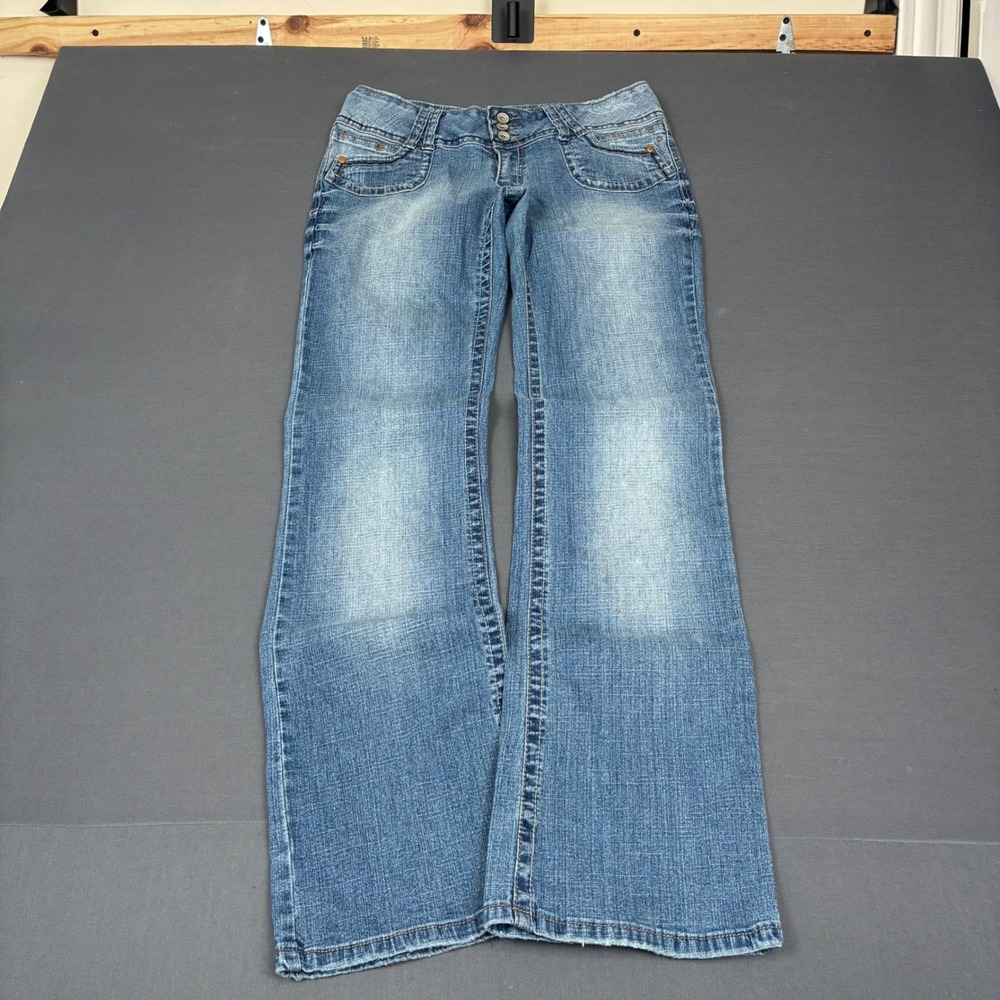 Y2K Angels Low Rise Medium Wash Flared Jeans Women's Size 11 28x32